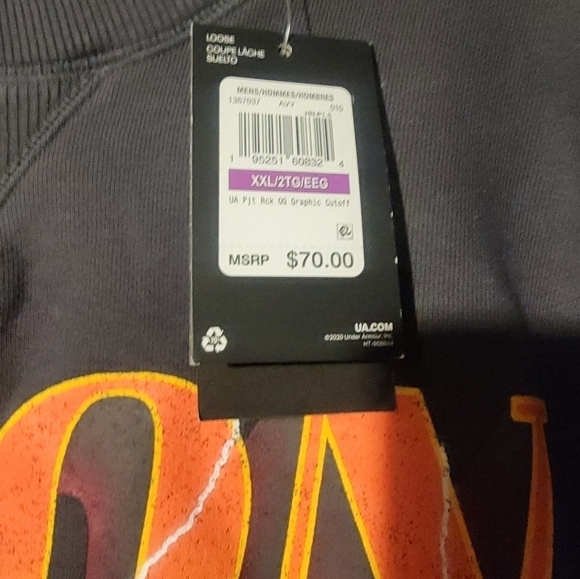 Under Armour Project Rock Graphic Cutoff Gray Eagle Crewneck Sz 2XL 1367037 010 - Picture 3 of 5